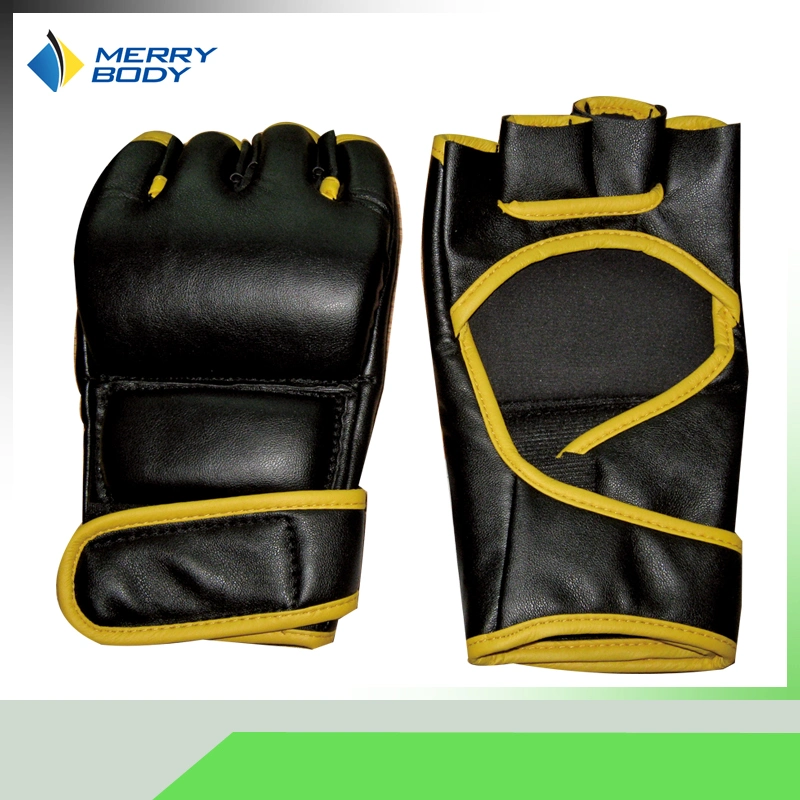 Kick Half Fingers Leather Mens Boxing MMA Gloves