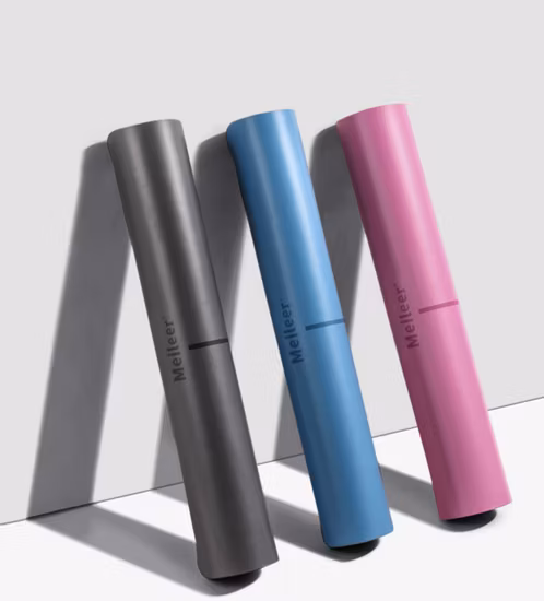 Aufgedruckte Positionsführungslinie mit nassem Griff, umweltfreundlich, tolle Polsterung, schwarze Chakra-Yogamatte aus PU-Leder und Gummi